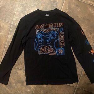 3/$10 Wonder Nation Black Gaming Shirt with Blue Graphics